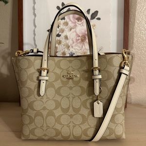 Small white/tan coach bag